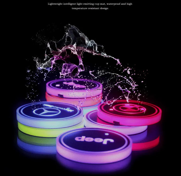 Hot Sale π50% OFF π7 Colors Led Car Logo Cup Lights up Holder(1 pair)