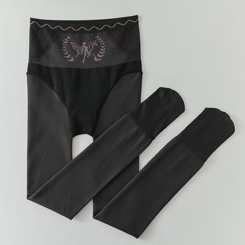 Women's Plush Lined High Waist Sheer Tights Tummy Control Tights